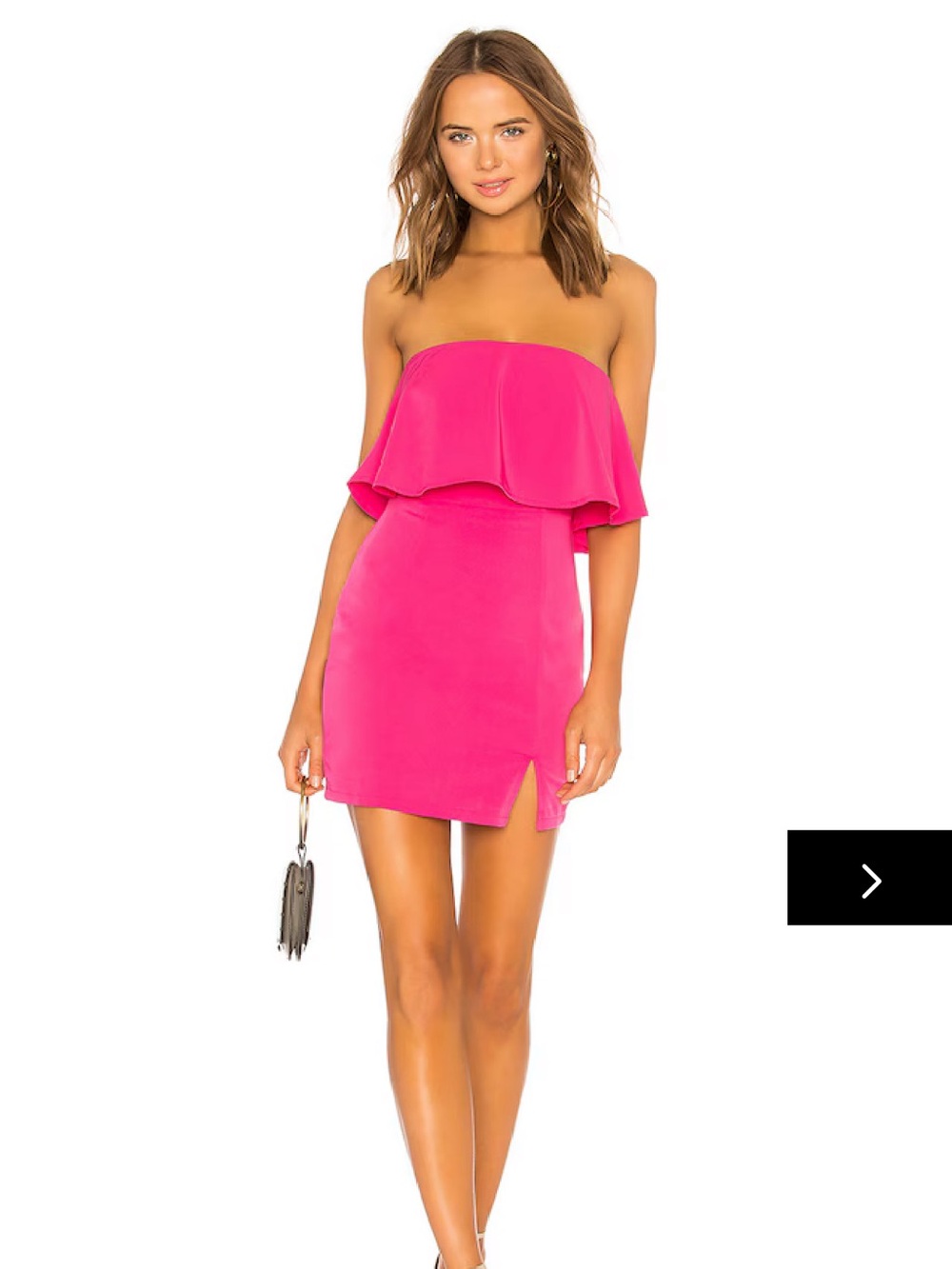 REVOLVE Strapless Ruffle Mini Dress in Hot Pink